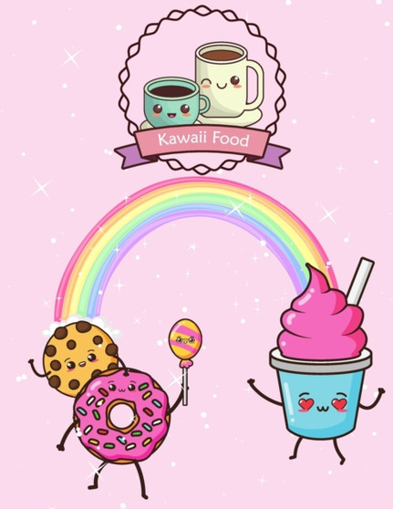 Kawaii Food : Kawaii Food Coloring Book: Super Cute Food Coloring Book For Adults and Kids of all ages adorable & Relaxing Easy Kawaii Food And Drinks Coloring Pages