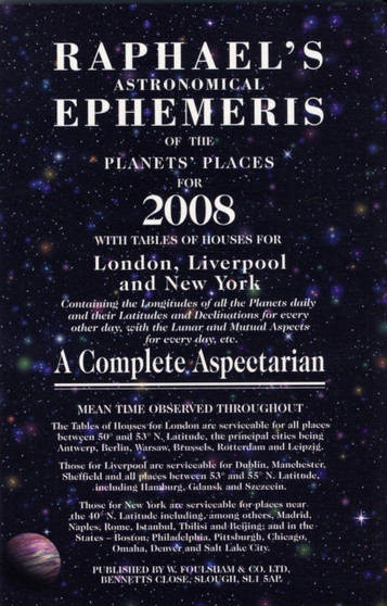 Raphael's Astronomical Ephemeris of the Planets' Places for 2008 by Foulsham - Paperback