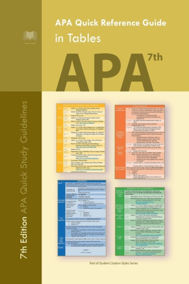 APA Quick Reference Guide in Tables : 7th Edition APA Quick Study Guidelines