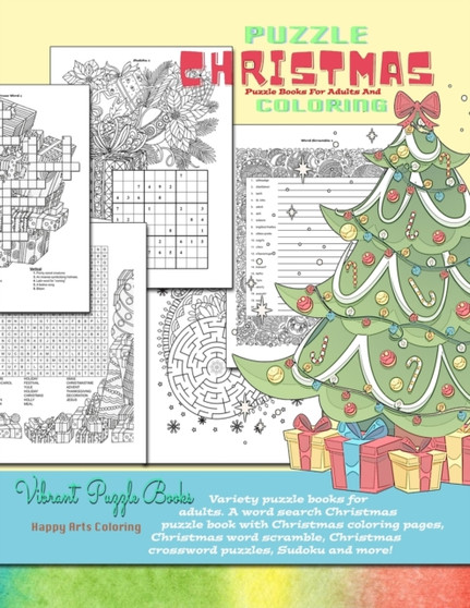 CHRISTMAS puzzle books for adults and coloring. Variety puzzle books for adults. A word search Christmas puzzle book with Christmas coloring pages, Christmas word scramble, Christmas crossword puzzles by Vibrant Puzzle Books - Paperback