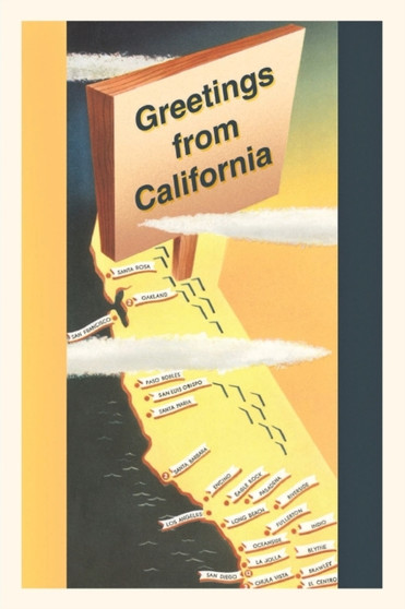 The Vintage Journal Greetings from California, Cartoon Map by Found Image Press - Paperback