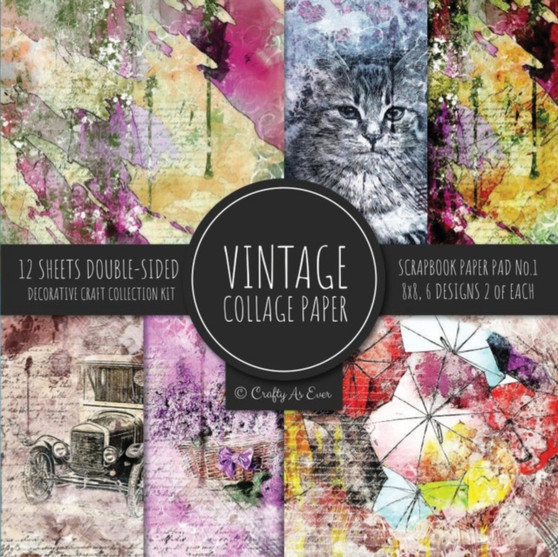 Vintage Collage Paper for Scrapbooking : Ephemera Paper for Crafts and Printmaking Cardmaking by Crafty as Ever - Paperback