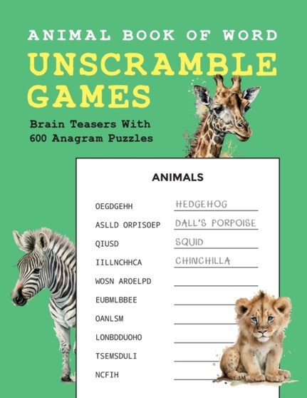 Animal Book of Word Unscramble Games : Brain Teasers With 600 Anagram Puzzles by Learn & Fun - Paperback