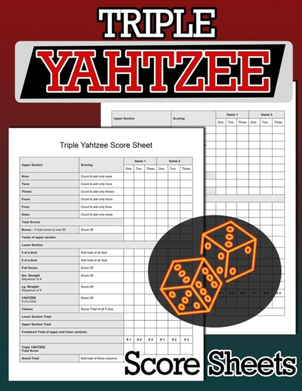 Triple Yahtzee Score Sheets : 100 Triple Yahtzee Score Pads, Triple Yahtzee Game, Yahtzee Score by Nisclaroo - Paperback
