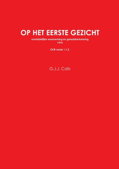 Op het eerste gezicht OCR ISBN by G.J.J. Calis - Paperback