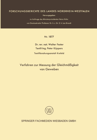 Verfahren zur Messung der Gleichmassigkeit von Geweben by Walter Fester - Paperback