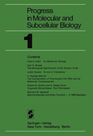 Progress in Molecular and Subcellular Biology : 1 by B.W. Agranoff - Paperback