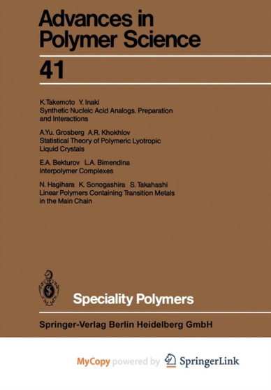 Speciality Polymers by Bekturov E. A. Bekturov - Paperback