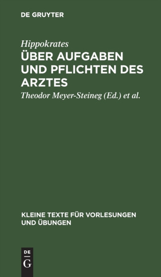Uber Aufgaben und Pflichten des Arztes : 120 by Hippokrates - Hardback