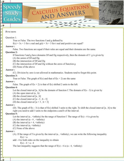 Calculus Equations and Answers (Speedy Study Guides : Academic) by Speedy Publishing LLC - Paperback