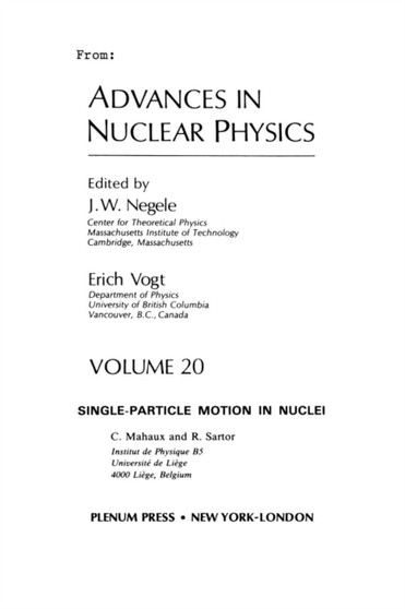 Advances in Nuclear Physics : Volume 20 : 20 by J.W. Negele - Paperback