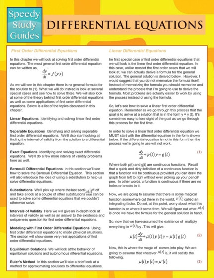 Differential Equations (Speedy Study Guides) by Speedy Publishing LLC - Paperback