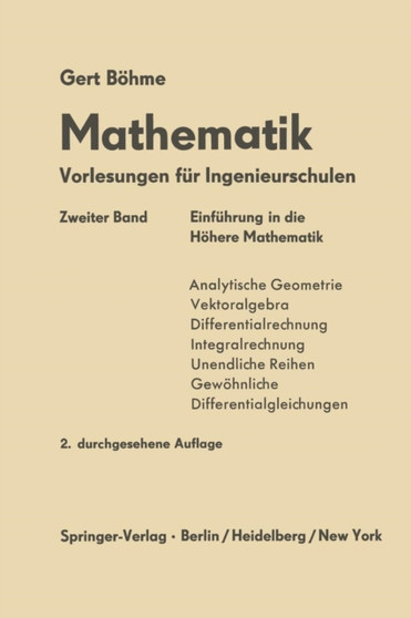 Einfurung in die Hoehere Mathematik by Gert Boehme - Paperback