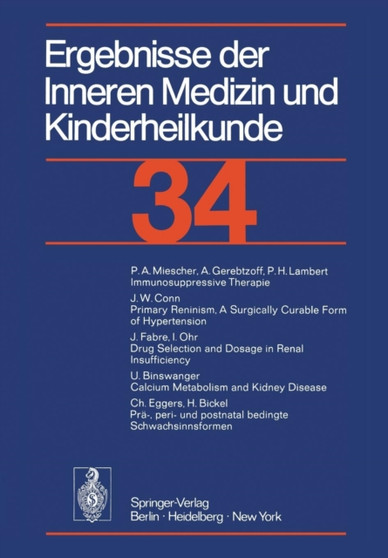 Ergebnisse der Inneren Medizin und Kinderheilkunde : 34 Band : 34 by P. Frick - Paperback