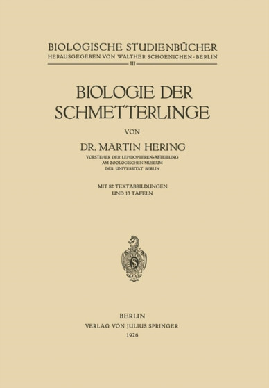 Biologie der Schmetterlinge : 3 by Martin Hering - Paperback