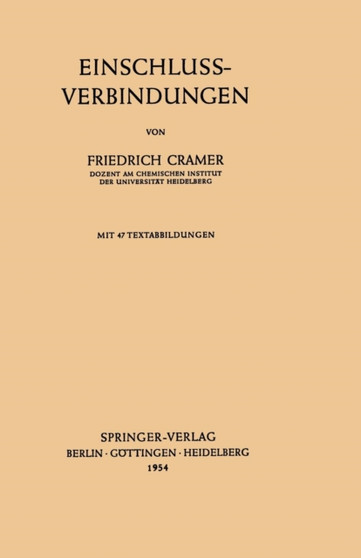 Einschlussverbindungen by Friedrich Cramer - Paperback