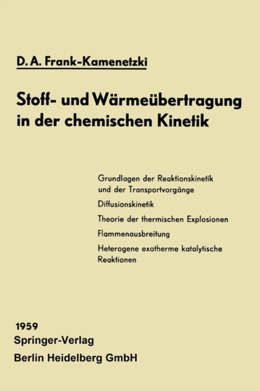Stoff- und Warmeubertragung in der chemischen Kinetik by D.A. Frank-Kamenetzki - Paperback