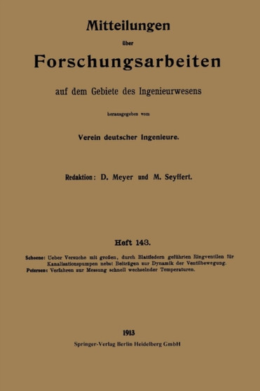Mitteilungen uber Forschungsarbeiten auf dem Gebiete des Ingenieurwesens by Kurt Schoene - Paperback