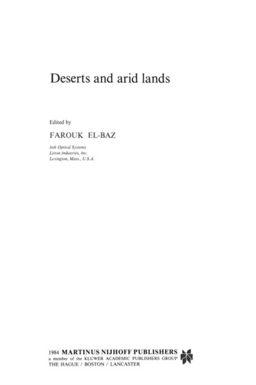 Deserts and arid lands : 1 by F. El-Baz - Paperback