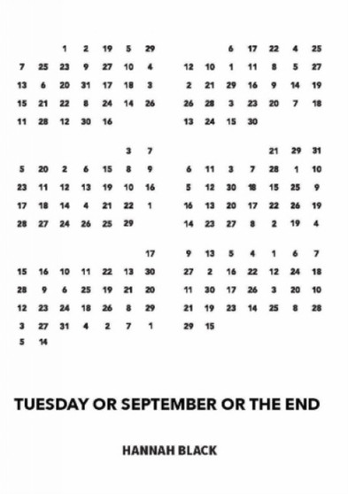 Tuesday or September or the End by Hannah Black - Paperback