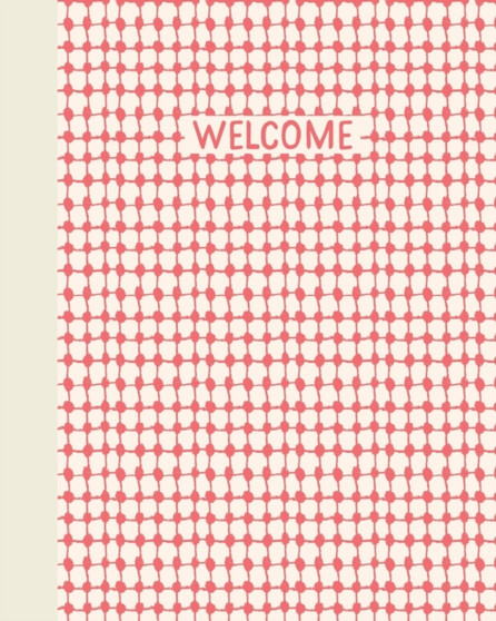 Welcome : Vacation Rental Home Guest Information and Guide Book for Property Owners to Customize Whimsical Abstract Line Drawing Pattern Cover Design in Red and White