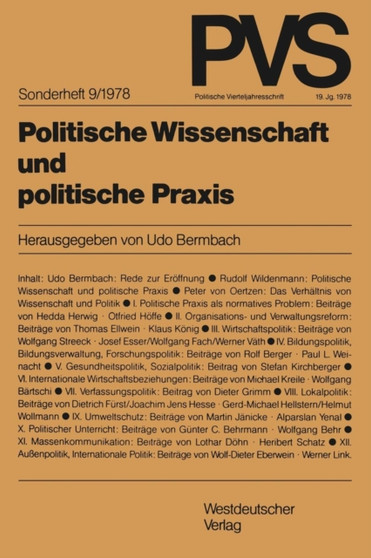 Politische Wissenschaft und politische Praxis : Tagung der Deutschen Vereinigung fur Politische Wissenschaft in Bonn, Herbst 1977 : 9