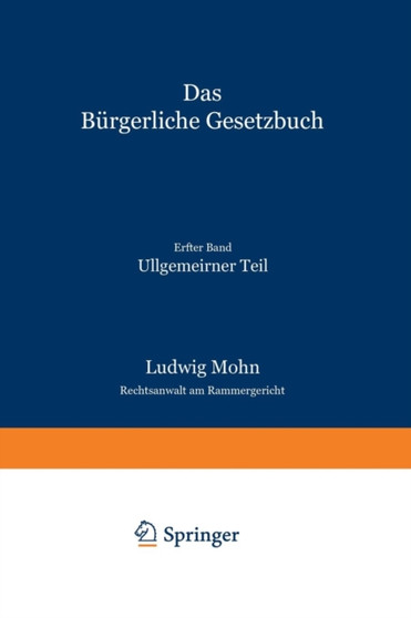 Das Burgerliche Gesetzbuch : Allgemeiner Teil : 1