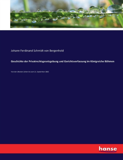 Geschichte der Privatrechtsgesetzgebung und Gerichtsverfassung im Koenigreiche Boehmen : Von den altesten Zeiten bis zum 21. September 1865
