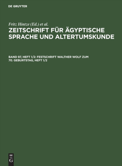 Festschrift Walther Wolf Zum 70. Geburtstag, Heft 1/2