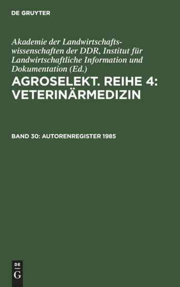 Autorenregister 1985 by No Contributor - Hardback
