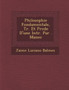 Philosophie Fondamentale, Tr. Et Pr�c�d�e D'une Intr. Par �. Manec
