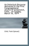 An Historical Discourse Delivered in the First Congregational Church of Greenwich, Conn., on Sunday,