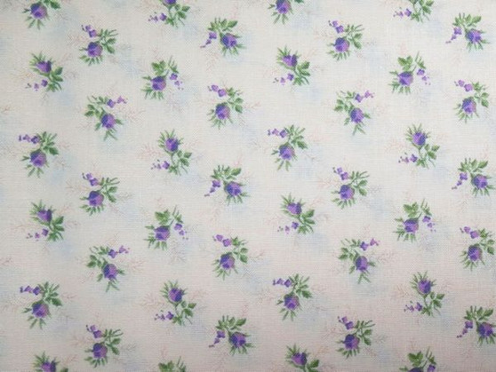 English Teatime for Fabric Freedom,  F900-3, beige background with tiny purple flowers, 100% premium cotton, price/meter