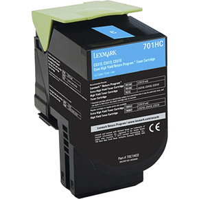 Lexmark 701HC Cyan Toner Cartridge Return Program High Yield 3,000 Pages 70C1HC0