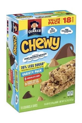 Quaker Chewy Granola Bars, Variety pk, 18 Bars