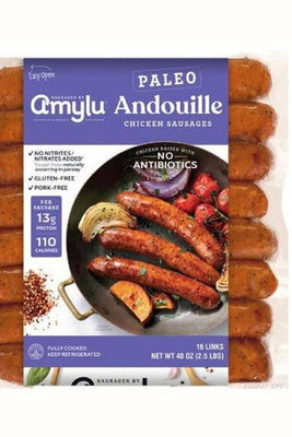 Amylu Paleo Andouille Chicken Sausage, 2.5lbs Fully Cooked