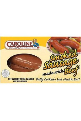 Carolina Caroline Smoked Beef Sausage w/Collagen Casting |Wilson Inmate Package Program 