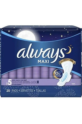 Tampax Always Maxi, Extra Heavy Overnight Pads w/ Wings 20ct