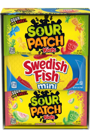 SOUR PATCH KIDS and SWEDISH FISH Mini  Variety Pack, 18ct