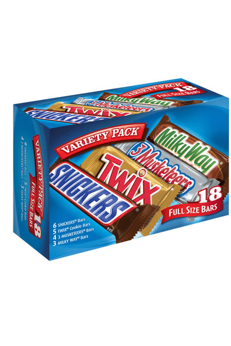 Mars Mixed Snickers, Twix Chocolate Bar Variety Box- 18 Ct