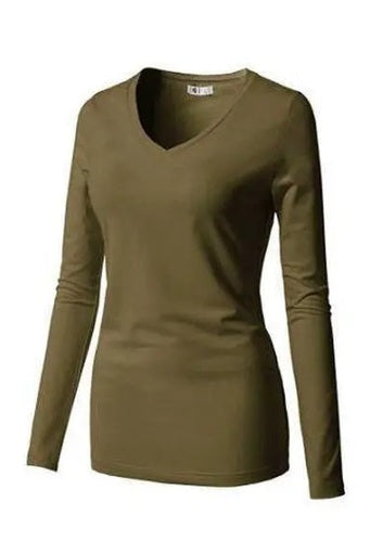 Slim Fit T-Shirts Long Sleeve V Neck