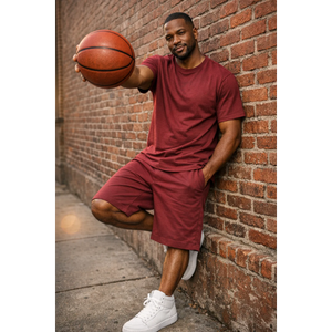 Cotton Short Set Top & Bottom (Maroon)