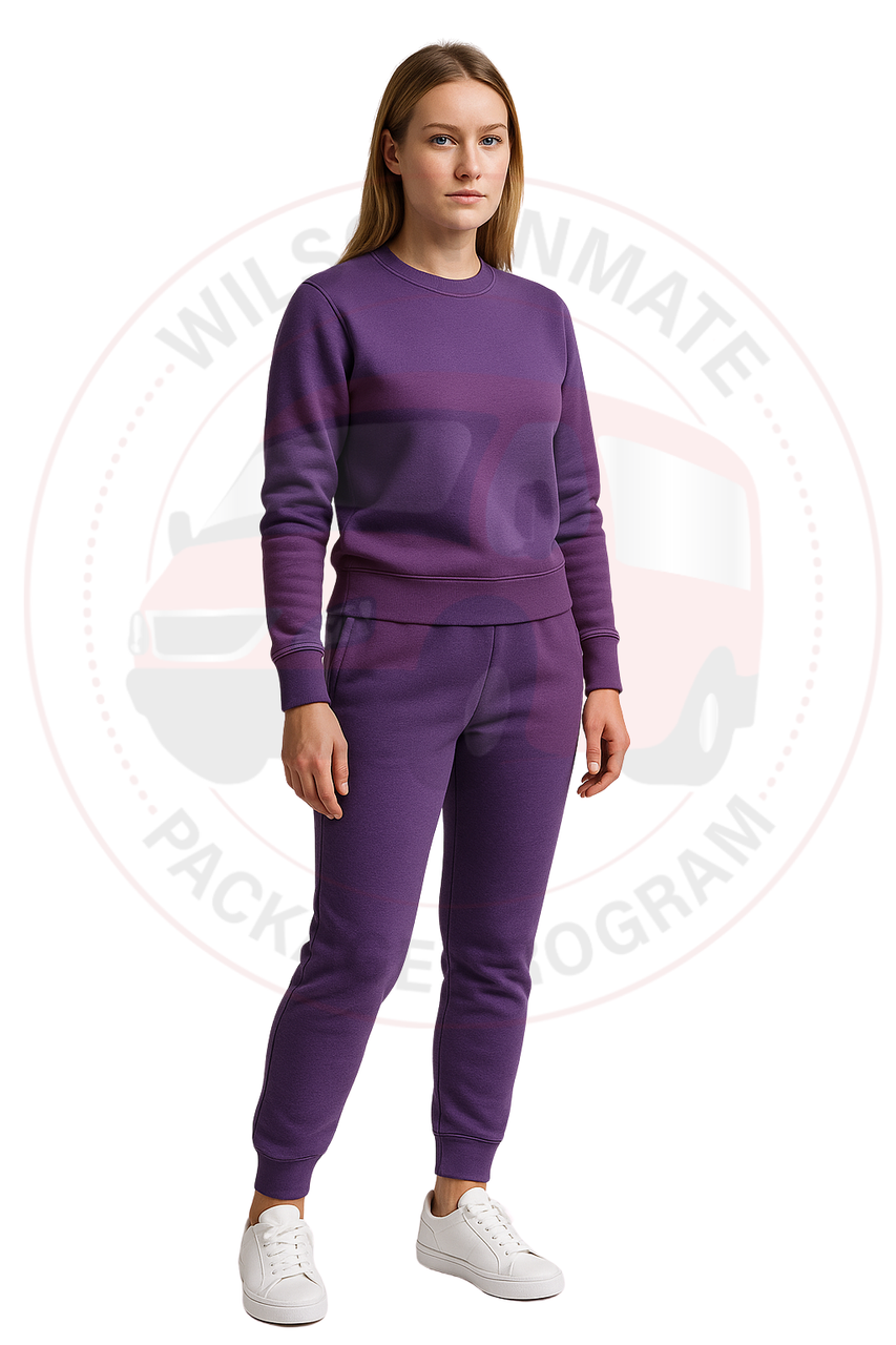 Crewneck Sweatsuit 100% Cotton w/Pockets (Purple)