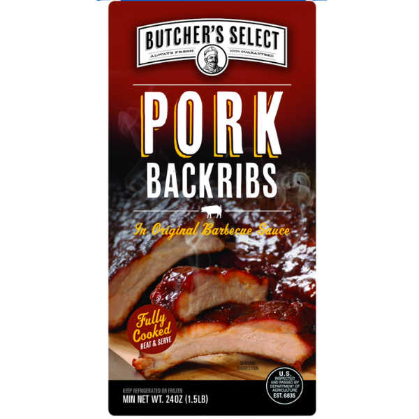 Fully-Cooked Pork Baby Back Ribs w/BBQ -Bone In