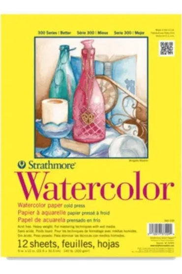 Watercolor Pad 12 Sheets 11 x 15 Tape Bound