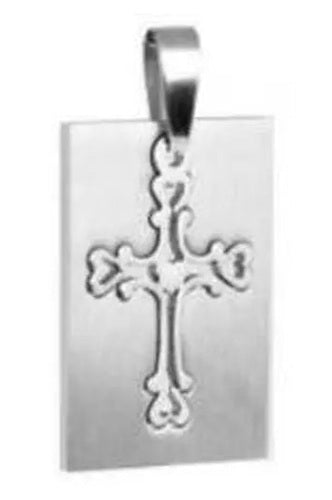 Stainless Steel Two Part Cross Pendant w/Chain, 2oz