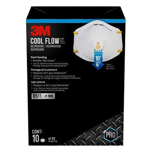Genuine 3M N95 Respirator with Cool Flow Valve, 10/Pk, 8511 - Safety Masks