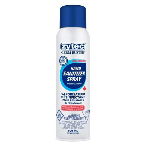 12 Pack of Zytec Germ Buster Extra Strength Hand Sanitizer Spray 500 ML