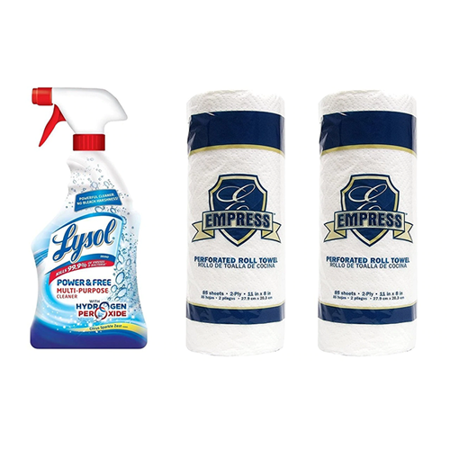 Lysol Bleach Free Hydrogen disinfectant Spray + 2 Rolls of 85 Towels