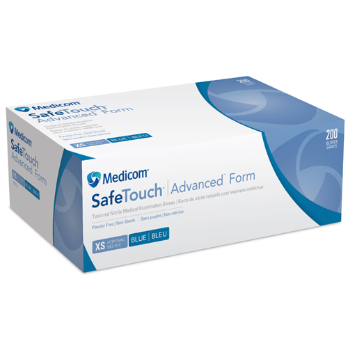 SafeTouch Nitrile Blue Advanced Form Gloves, 200/Box